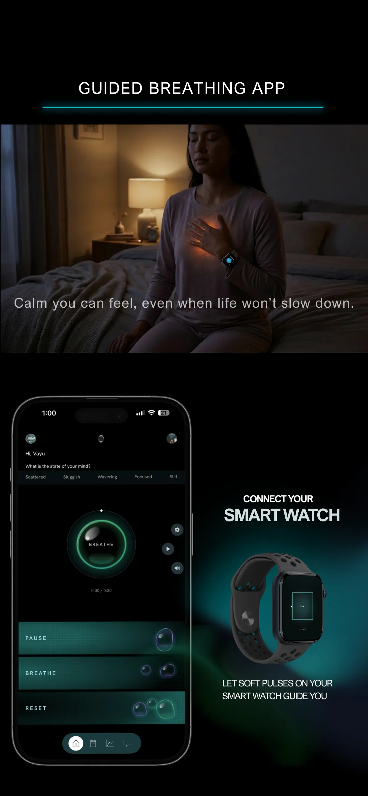 Vayu breathing session with real-time heart rate monitoring